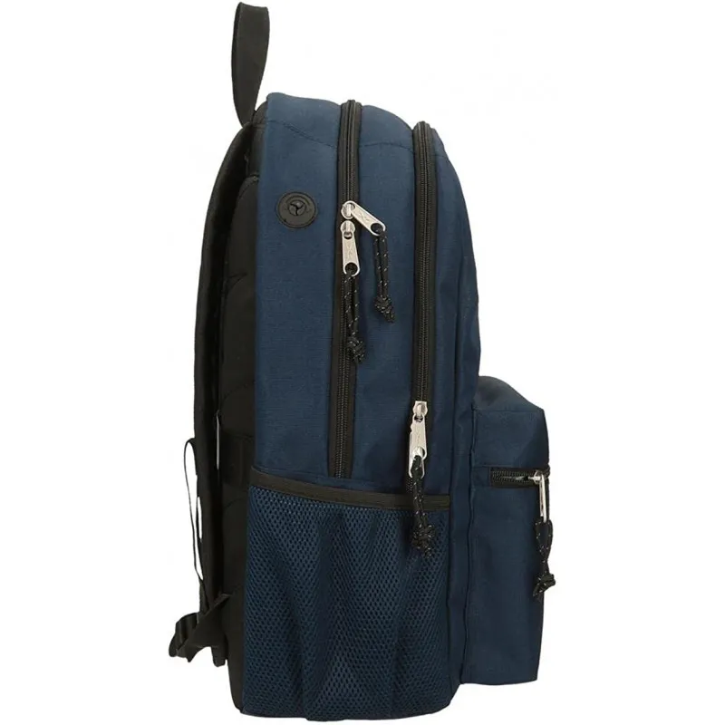 ZAINO 2 CERNIERE REEBOK BOSTON BLU 31X44X18CM 2 ZIP PORTA PC E TABLET TASCA CON ZIP PER SCUOLA LAVORO E TEMPO LIBERO